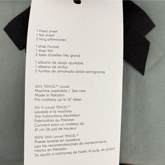 West Elm Silky TENCEL Lyocell Sheet Set KING Stormy Blue 4pc Deep Pocket NWT - Picture 4 of 8